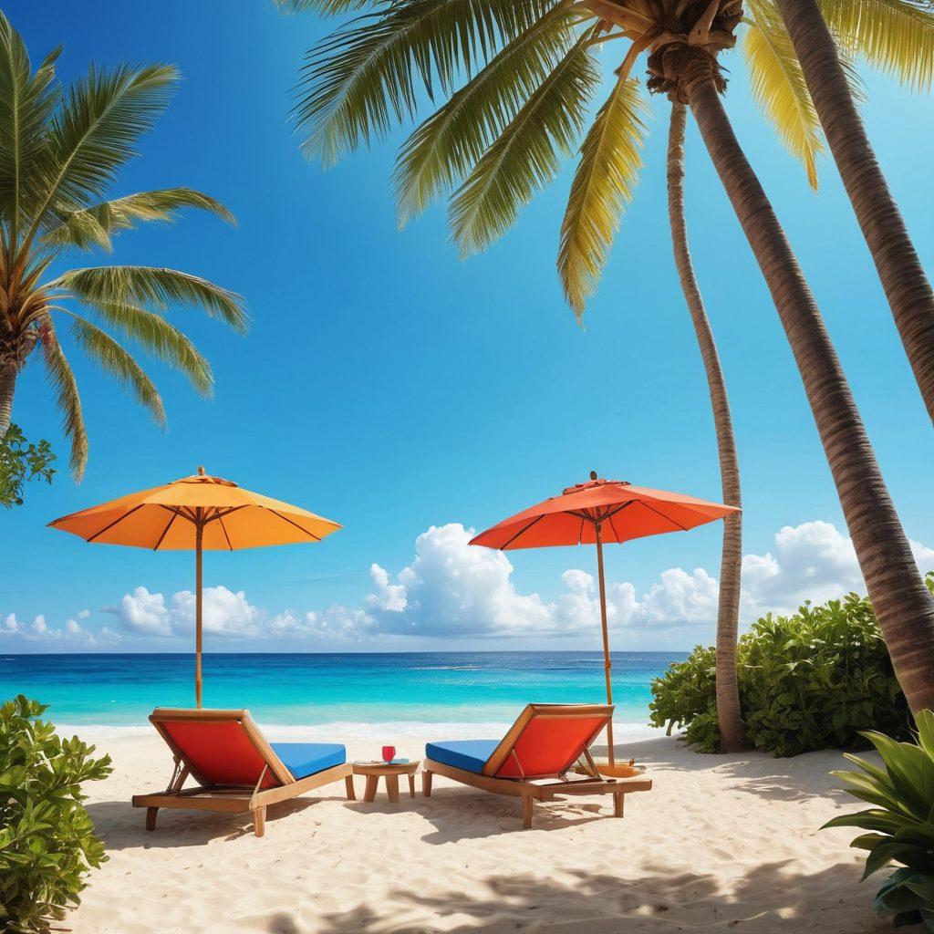 A stylish beach scene showcasing a diverse group of people in chic beach attire, lounging by a poolside that transitions seamlessly to a beautiful ocean. Include colorful beach umbrellas, surfboards leaning against palm trees, and a clear blue sky with fluffy clouds. Emphasize the vibrant swimwear patterns and accessories, creating a lively atmosphere. Capture the essence of summer and relaxation. vibrant colors. super-realistic.